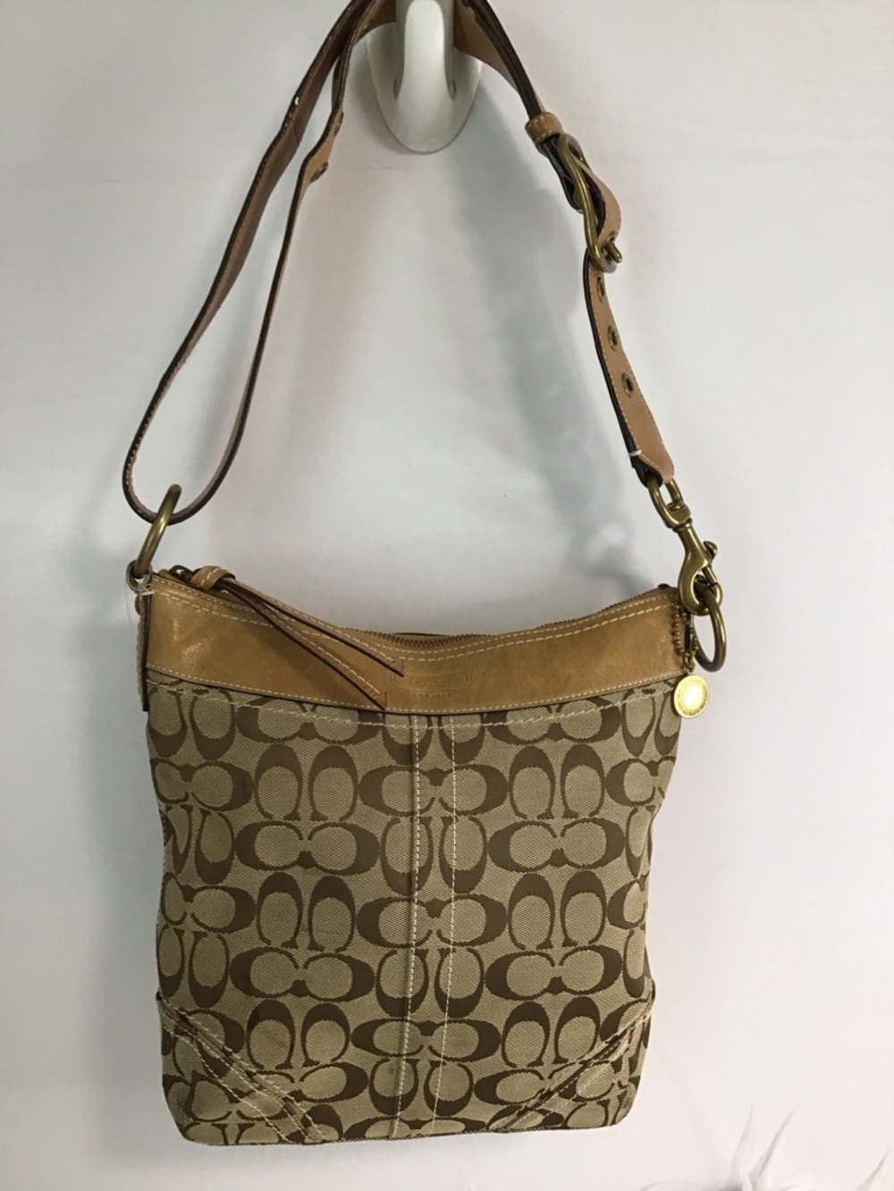 Coach Vintage Legacy Beige Brown Signature C Logo Leather Crossbody Bag - Picture 2 of 16